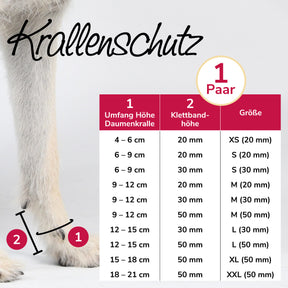 Krallenschutz Größentabelle