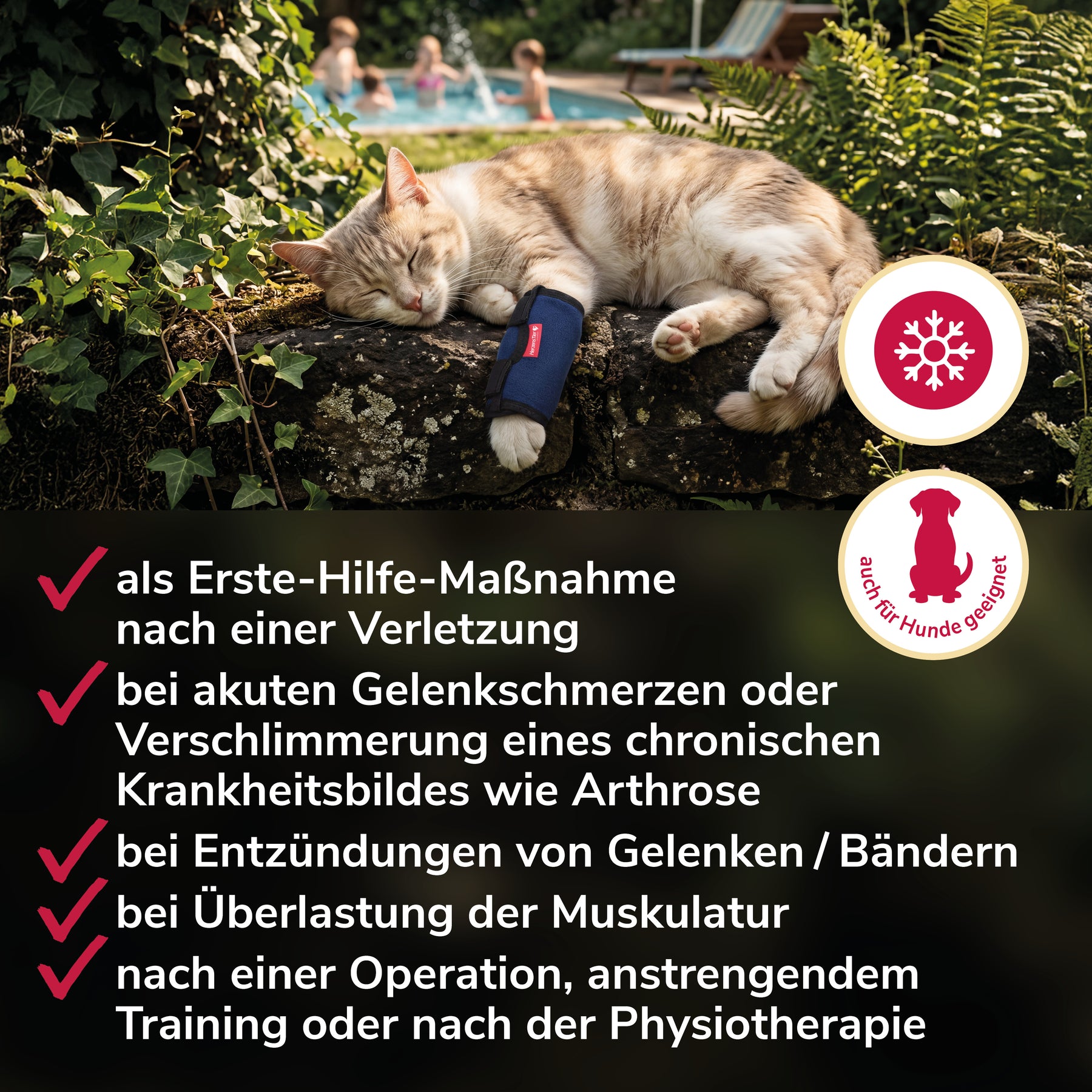 Kühl- und Wärmebandage bei Verletzung, Entzündung, Schwellung