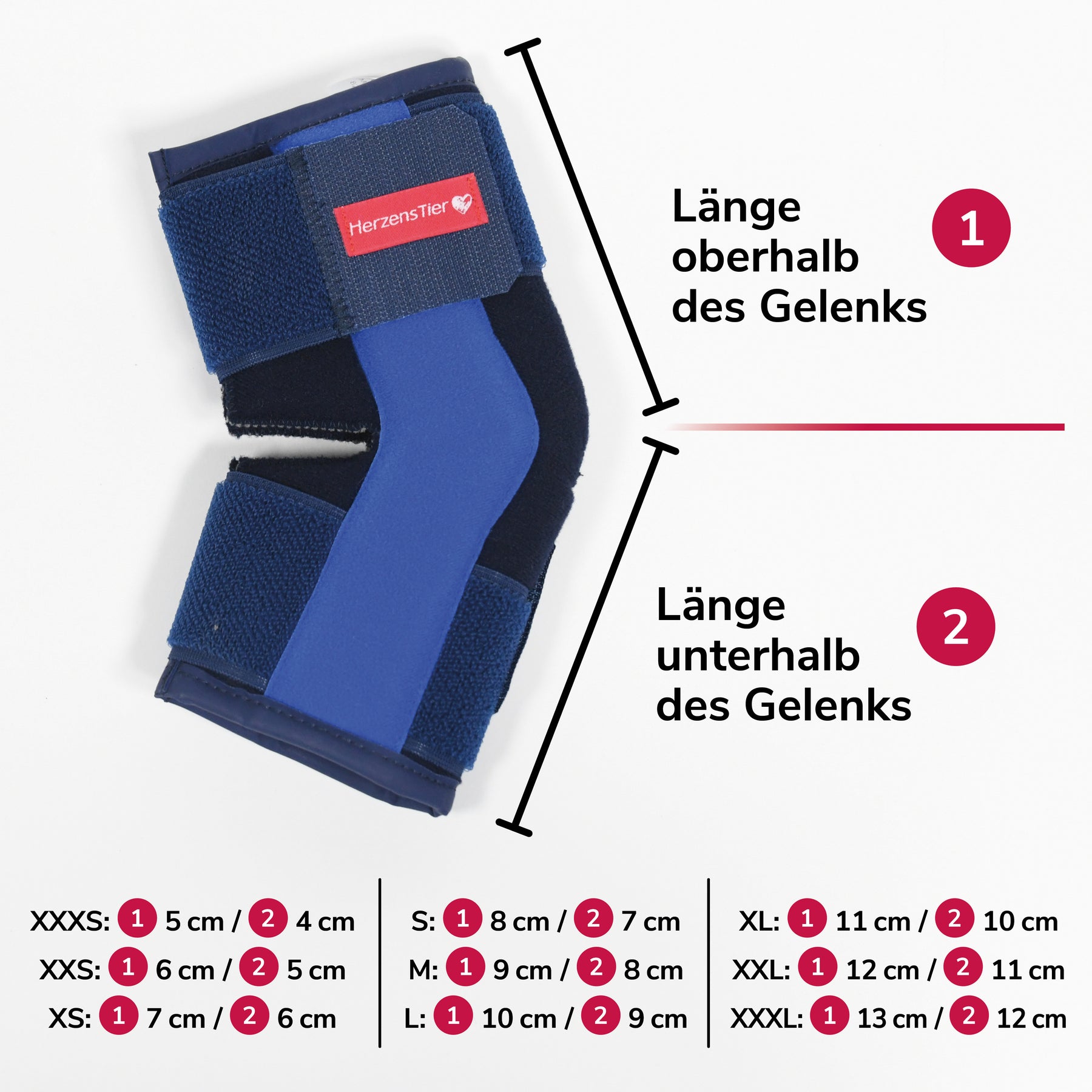 Sprunggelenksbandage Schaumstoff Größentabelle 2